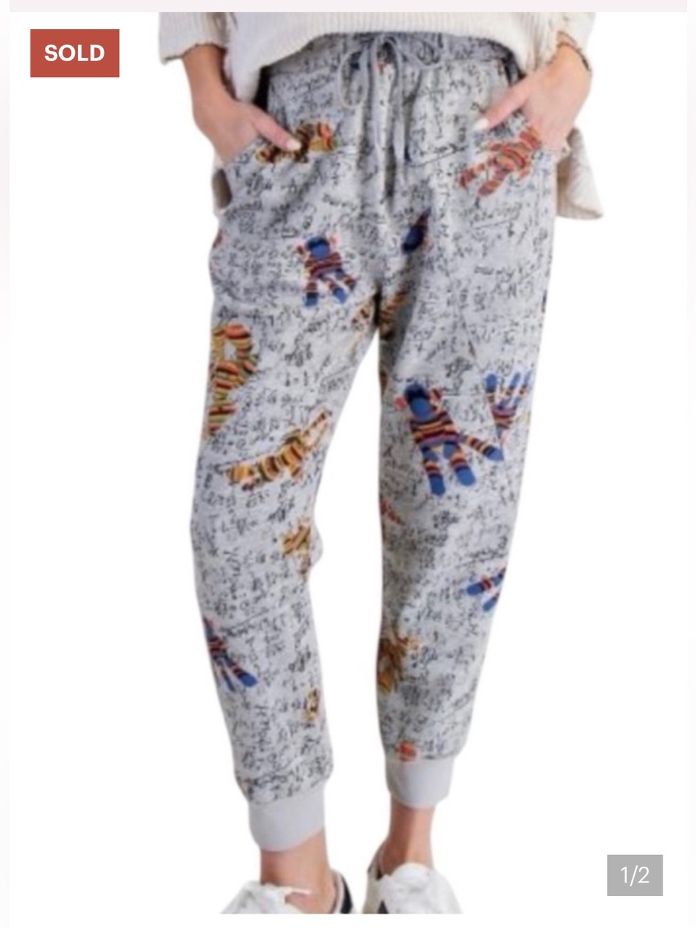 EASEL NWT PANTS SOCK MONKEY & BUNNY ADORABLE HEATHER GREY SMALL